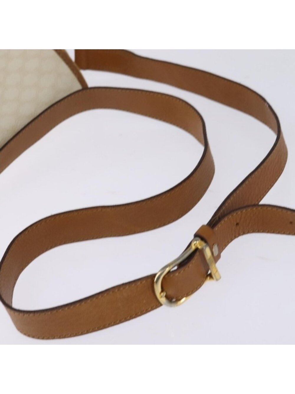 Authentic CELINE Macadam Canvas Shoulder Bag PVC Leather White Gold - Picture 14 of 16